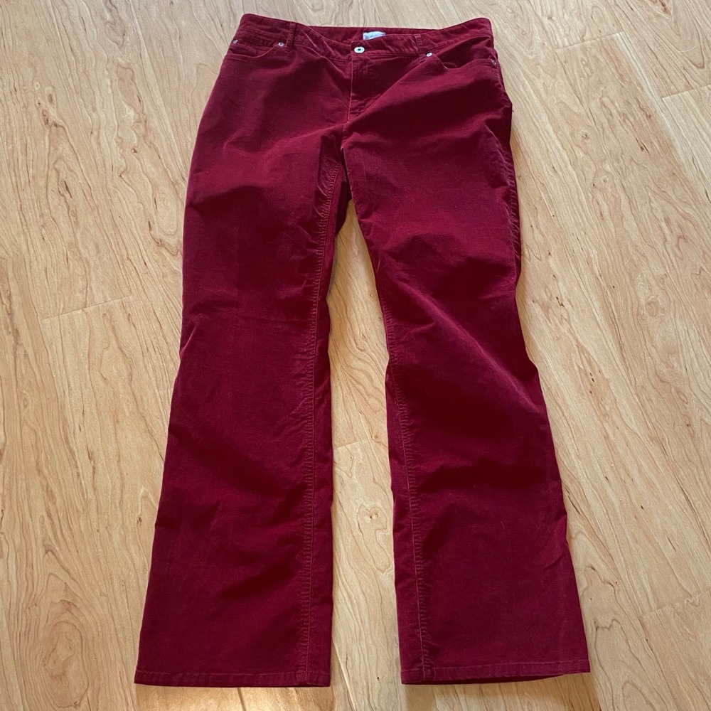 J.Jill Womens Burgundy Red Corduroy Bootcut Stretch Pants Size 12 Mid Rise